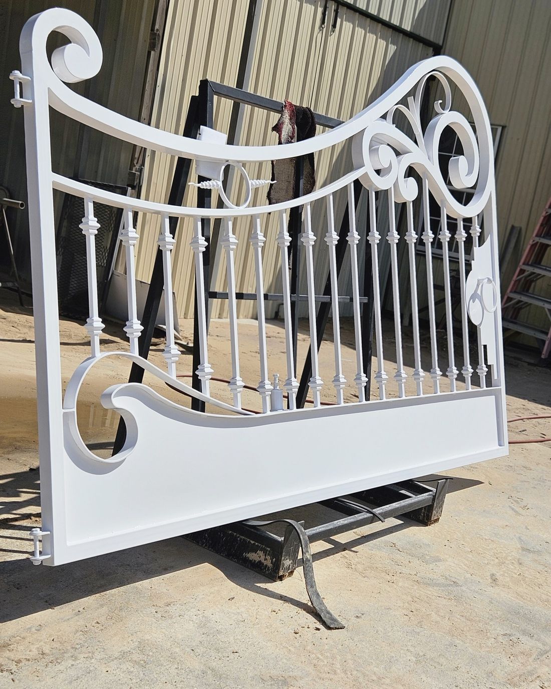 Ornamental Gate, powder coated gloss white