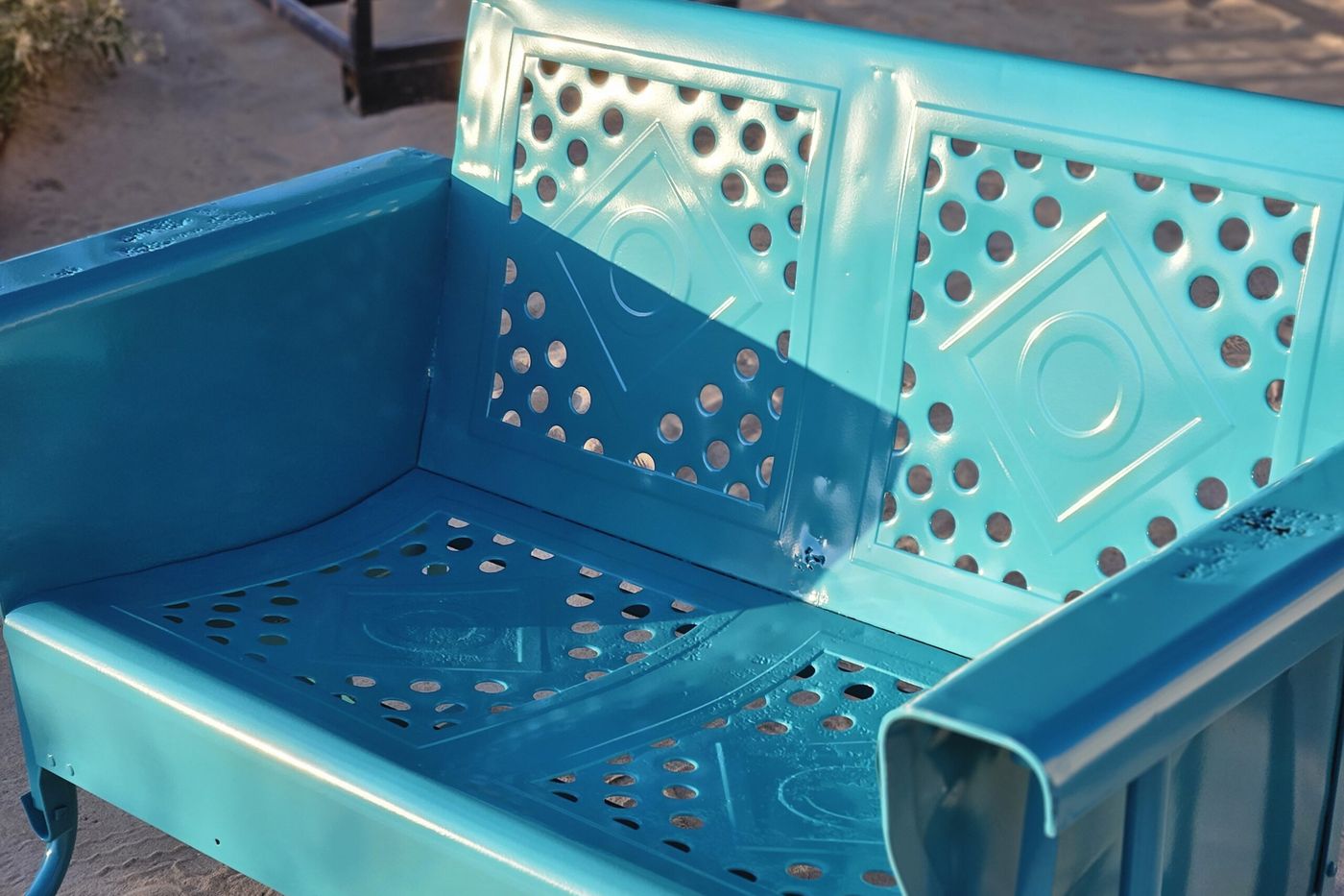 Porch Glider, powder coated turquoise